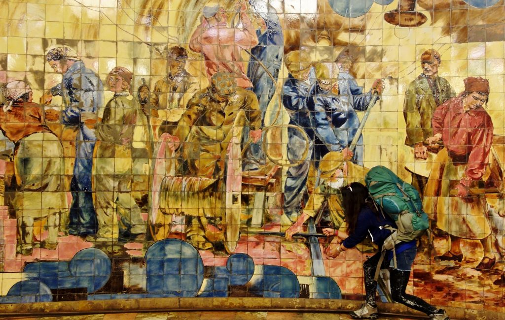 train station murals in Moscow, Russia