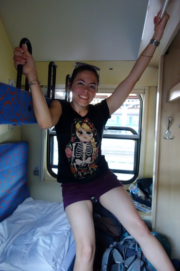 private train cabin on the train between Krakow- Budapest
