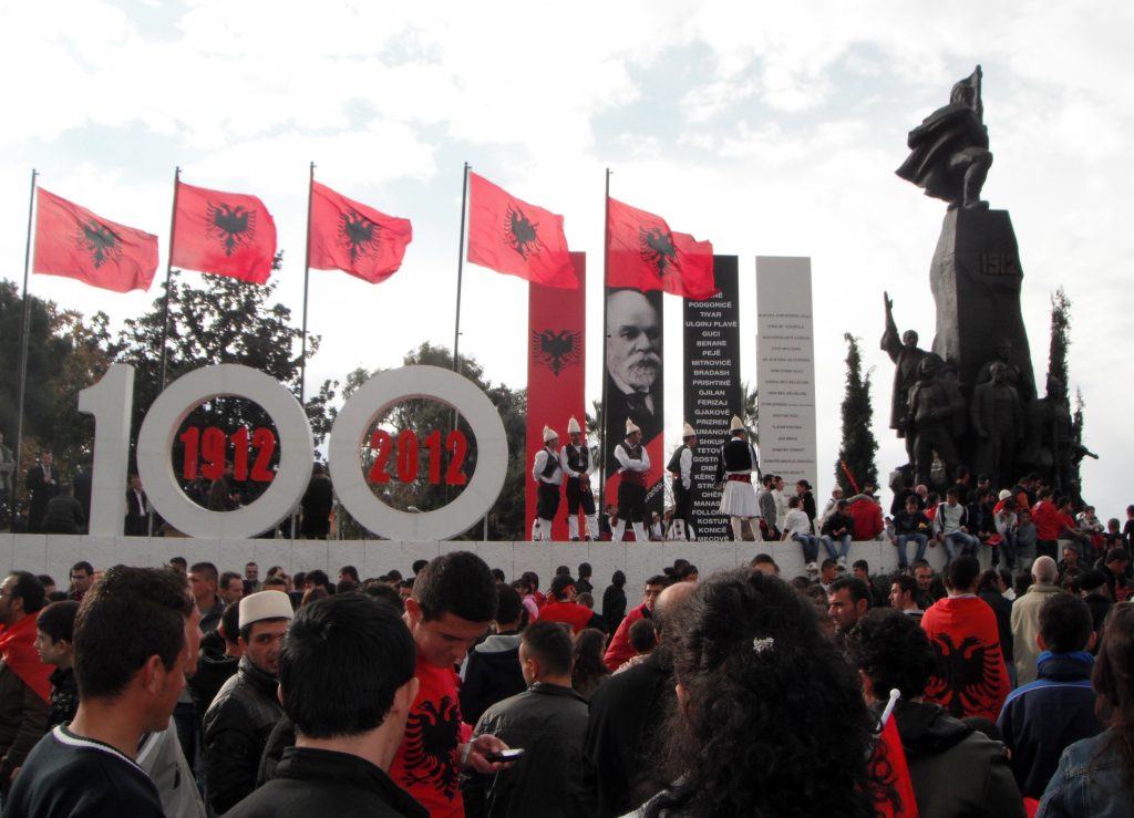 A picture of the crowd during the celebration in Vlore for Albania's 100 years of independence. 