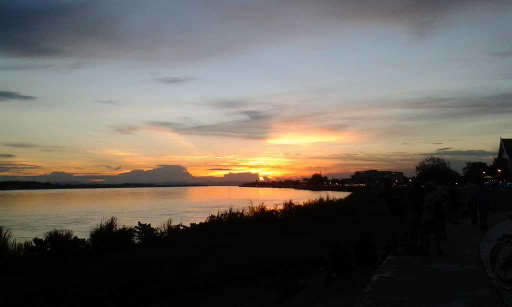 Sunset on the Mekong in Vientiane, Laos