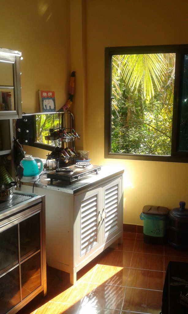 kitchen of a fully furnished serviced apartment in Soradith Hotel in Vientiane, Laos