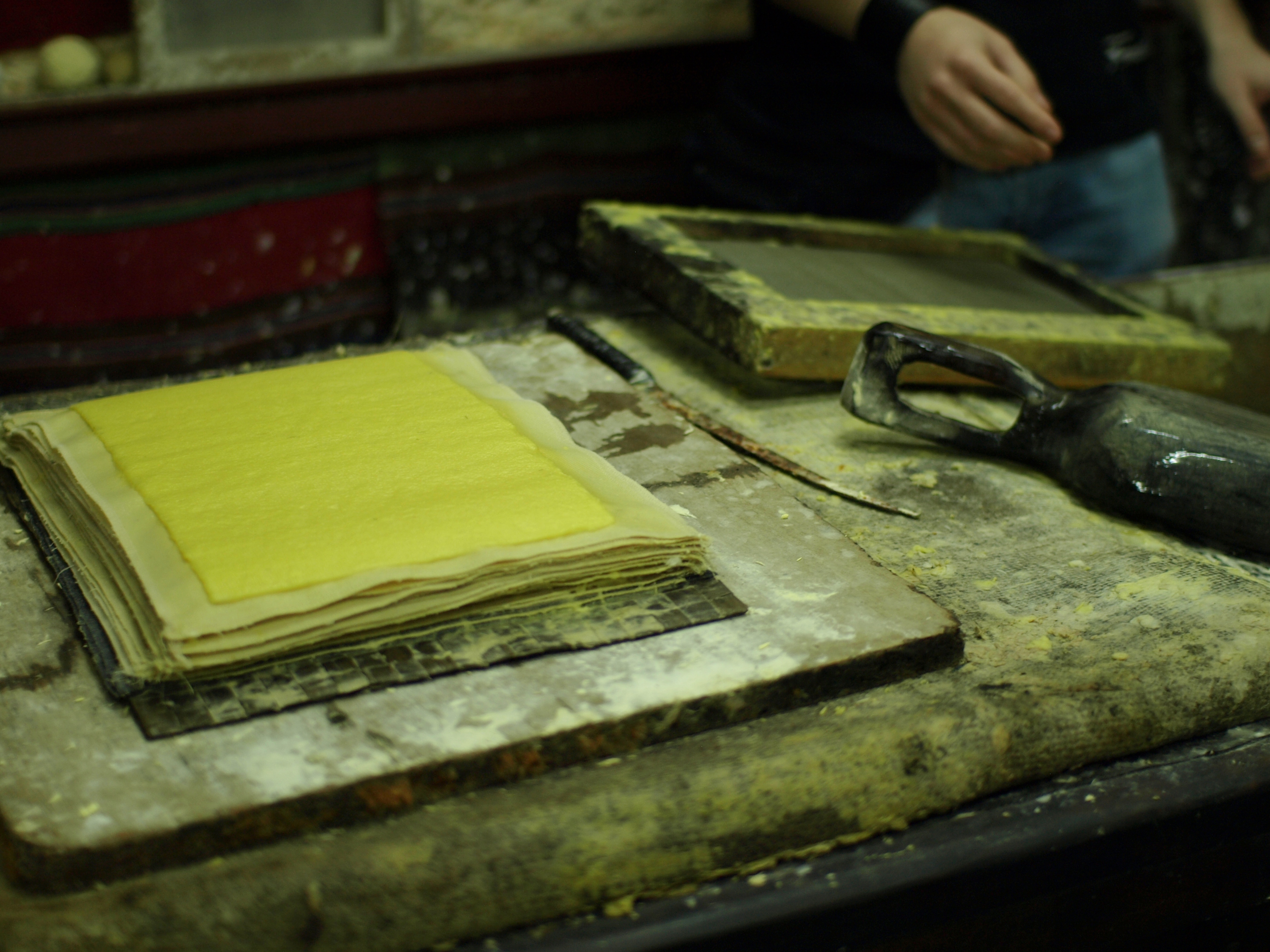 Paper drying in the handmade paper workshop in Ohrid