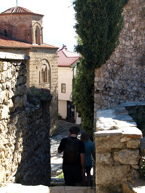 Narrow walkways and stone staircases in Ohrid Old Town
